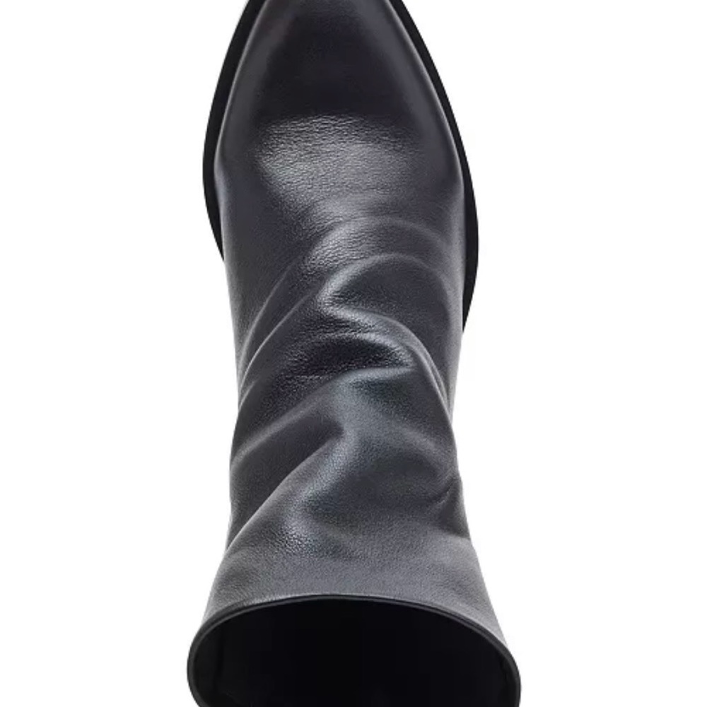 Steve Madden Black Leather Zip-Back Ankle Booties - Picture 4 of 6